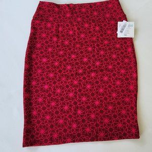 LulaRoe Cassie Pencil Skirt, XL (red/pink)